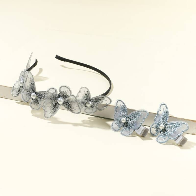 

3pcs Butterfly Decor Hair Clip & Hair Hoop, Multicolor