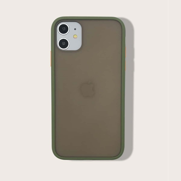 

1pc Contrast Frame iPhone Case, Grey clear