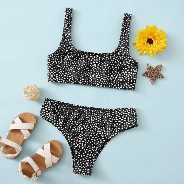 

Girls Dalmatian Bikini Swimsuit, Black