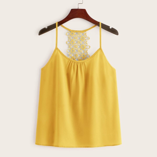 

Solid Hollow Out Cami Top, Yellow