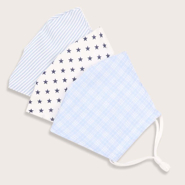 

3pcs Plaid Face Mask With 6pcs Filter, Multicolor