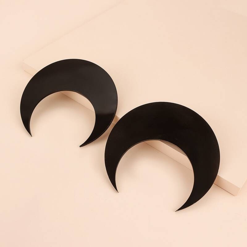 

Moon Stud Earrings, Black