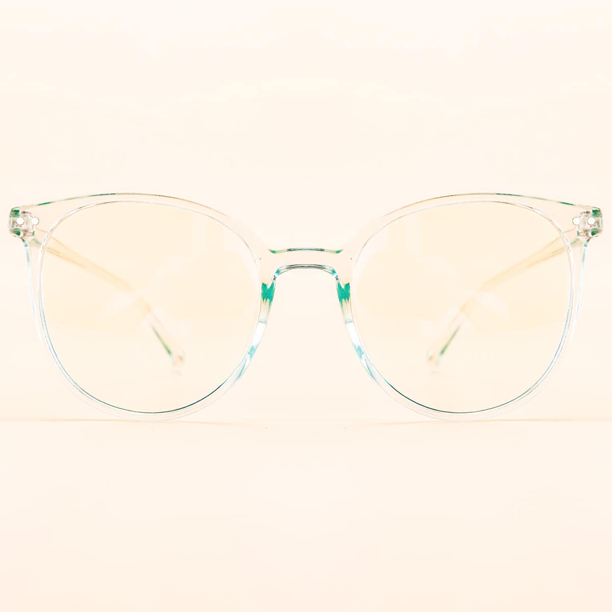 

Clear Round Frame Sunglasses, Green