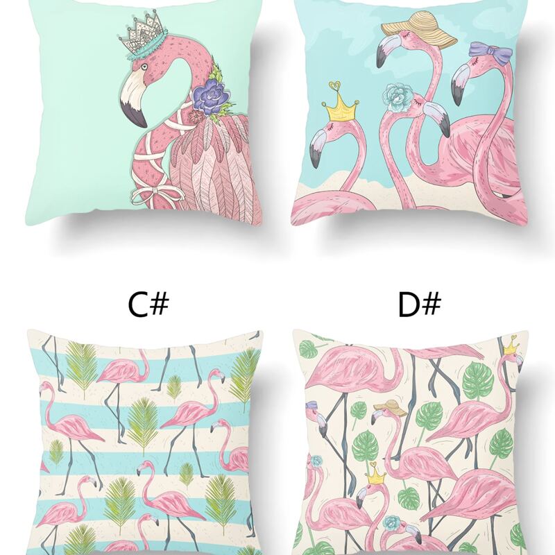 

1pc Flamingo Print Cushion Cover Without Filler, Multicolor