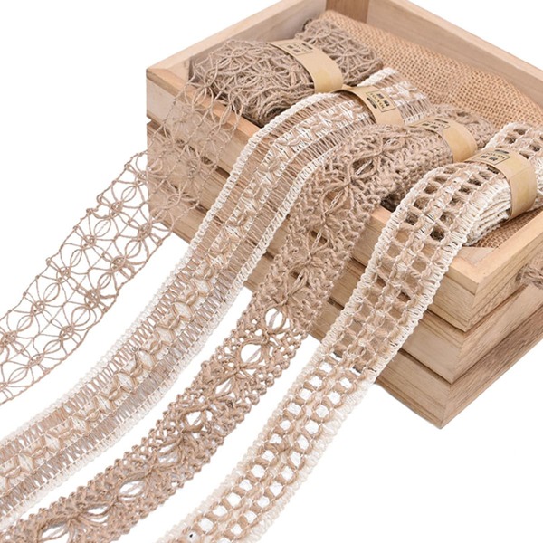 

1pc DIY Linen Lace Fabric Decoration, Khaki