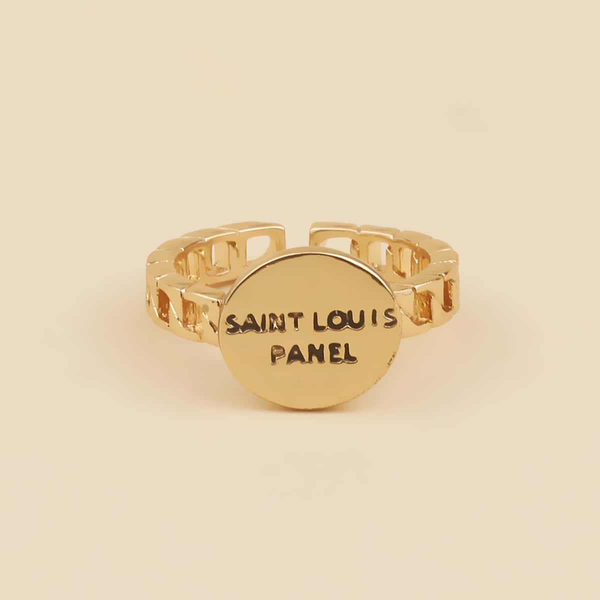 

Letter Decor Cuff Ring, Gold