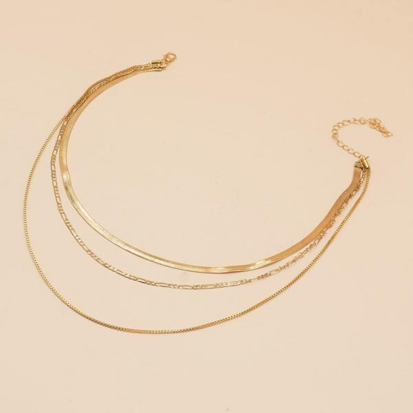 

Layered Design Necklace, Gold