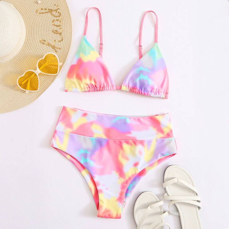 

Tie Dye High Waisted Bikini Swimsuit, Multicolor