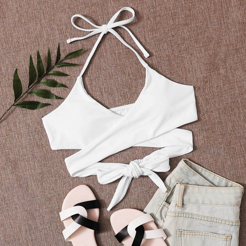 

Wrap Swimming Top, White