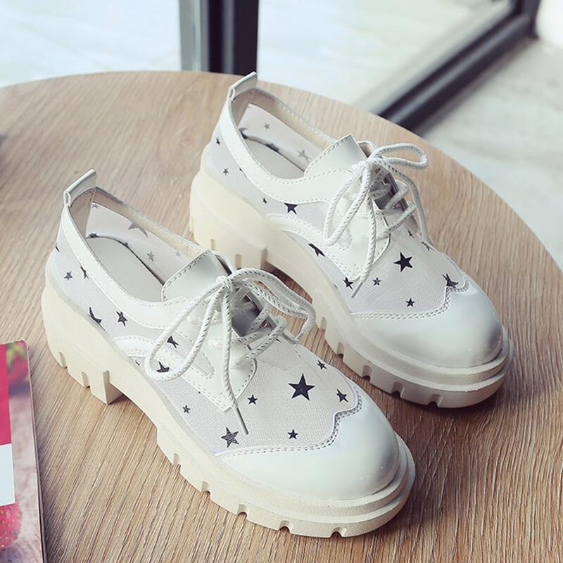 

Star Mesh Lace-up Wedges, White