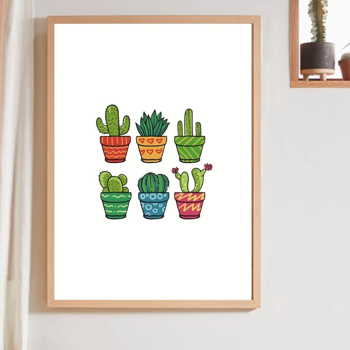 

Potted Cactus Print Wall Print Without Frame, Multicolor