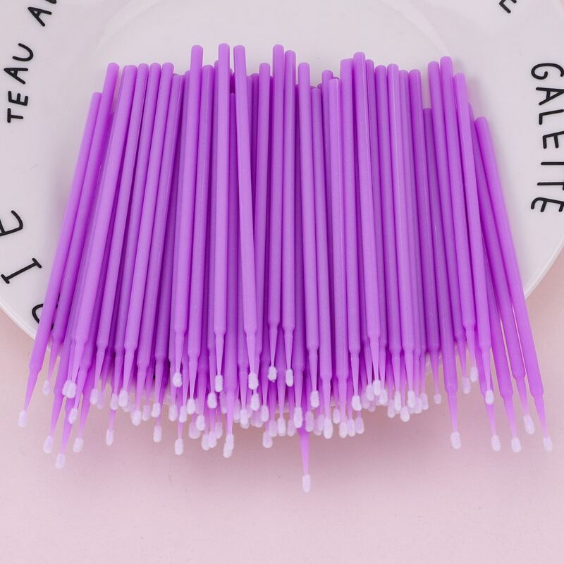 

100pcs Grafted Eyelashes Cotton Swabs, Purple