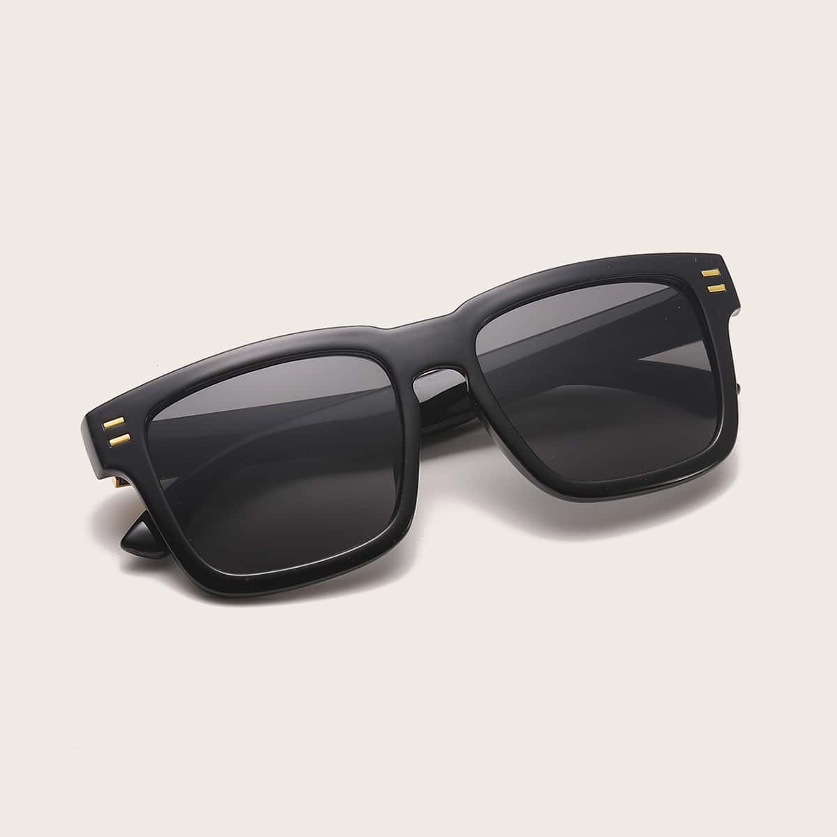 

Guys Rivet Decor Acrylic Frame Sunglasses, Black