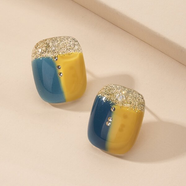 

Color Block Stud Earrings, Multicolor