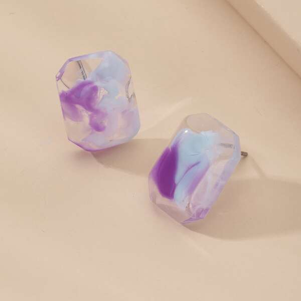 

Geometric Shaped Stud Earrings, Multicolor