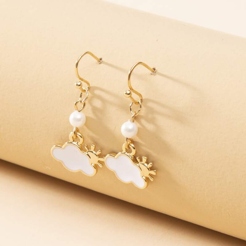 

Cloud Charm Drop Earrings, White