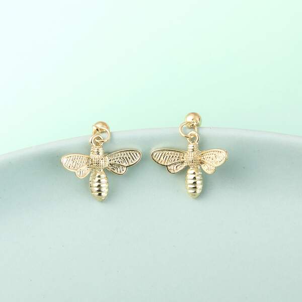 

Bee Charm Drop Earrings, Gold