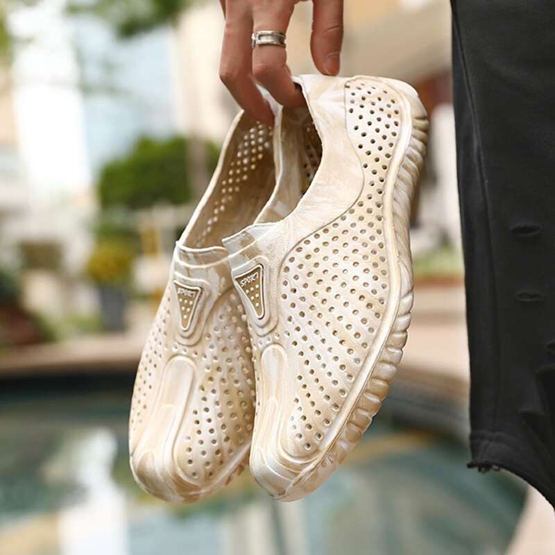 

Guys Hollow Out Slip On Sandals, Beige