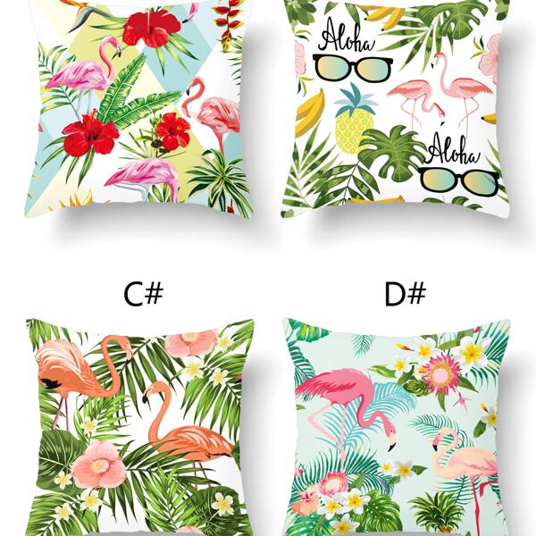 

1pc Flamingo Print Cushion Cover Without Filler, Multicolor