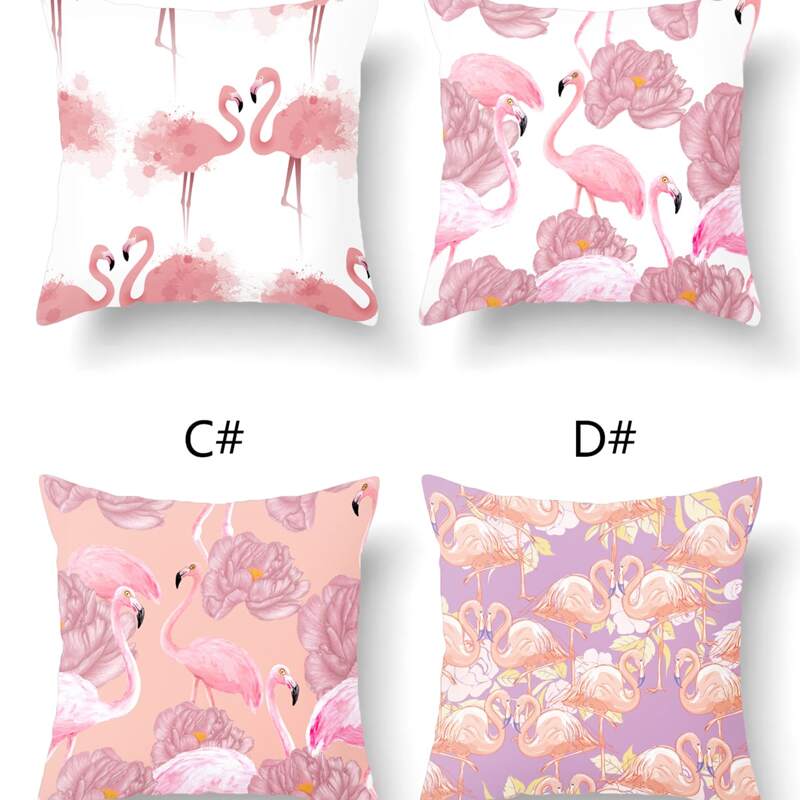 

1pc Flamingo Print Cushion Cover Without Filler, Multicolor
