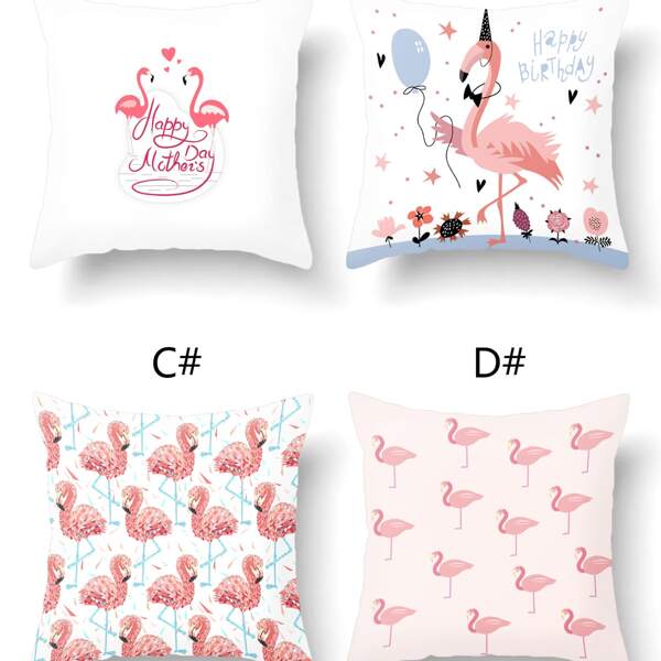 

1pc Flamingo Print Cushion Cover Without Filler, Multicolor