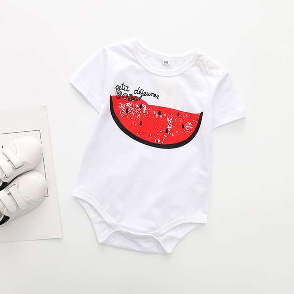 

Baby Boy Watermelon & Letter Graphic Bodysuit, White