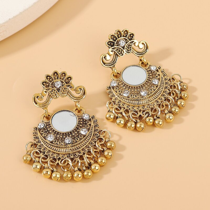 

Metal Ball Tassel Charm Drop Earrings, Gold
