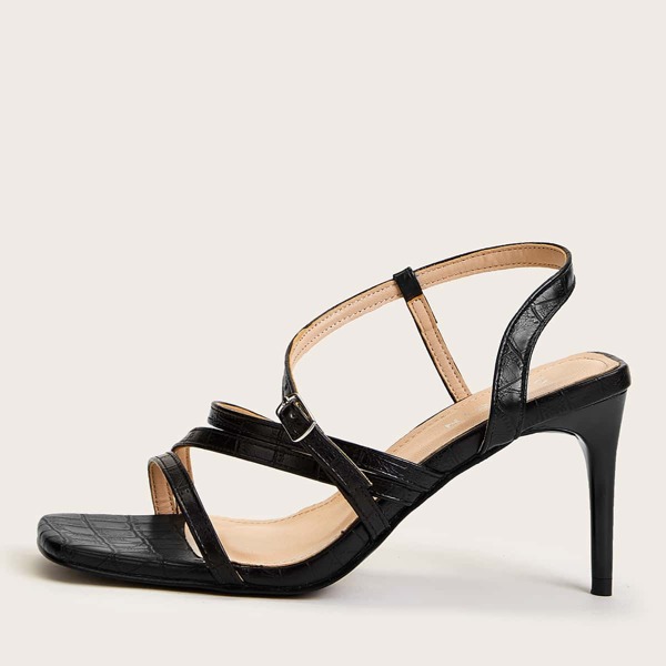 

Strappy Slingback Stiletto Heeled Sandals, Black