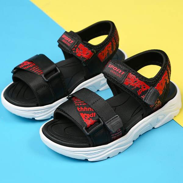 

Нескользящие сандалии с текстовым узором для мальчиков, Красный