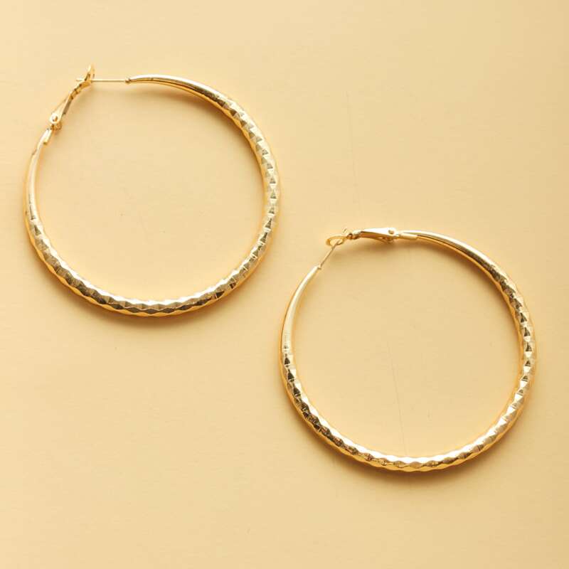 

Textured Metal Hoop Earrings, Gold