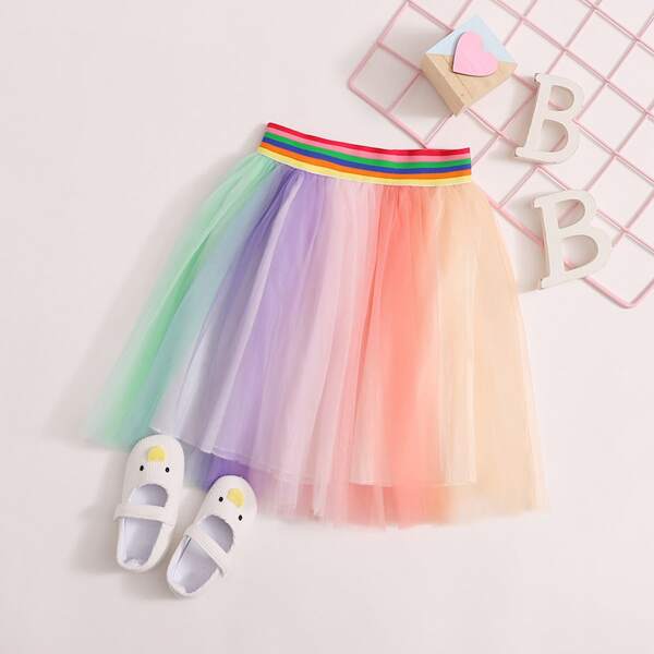

Toddler Girls Color-block Mesh Skirt, Multicolor