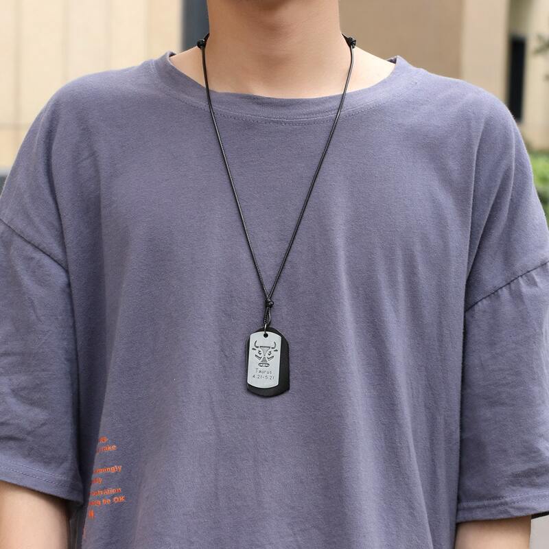 

Guys Constellation Charm Necklace, Black