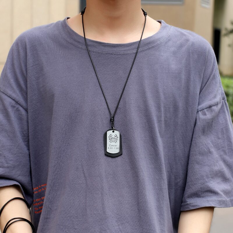 

Guys Constellation Charm Necklace, Black