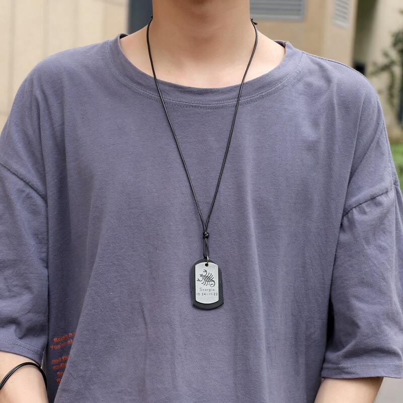 

Guys Constellation Charm Necklace, Black
