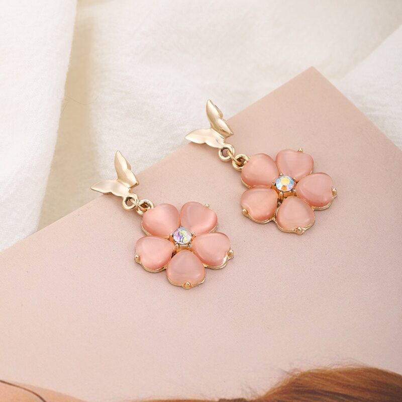 

Floral Charm Drop Earrings, Gold