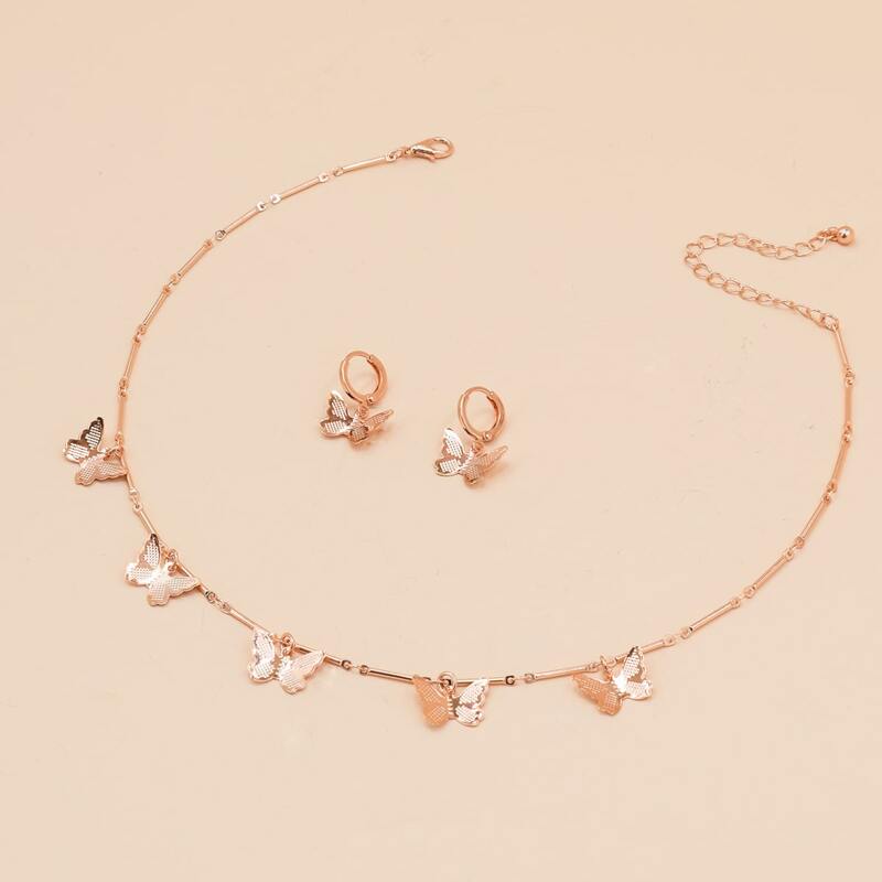

3pcs Butterfly Decor Jewelry Set, Gold