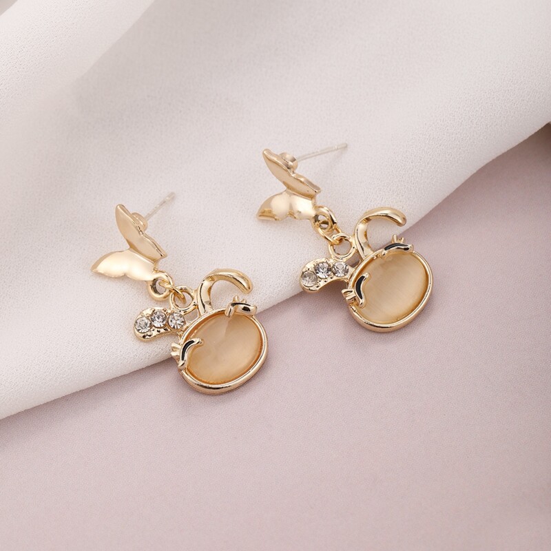 

Rabbit Charm Drop Earrings, Gold