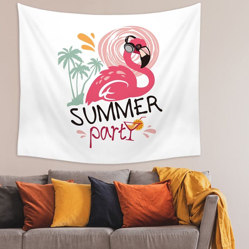

Flamingo Print Tapestry, Multicolor
