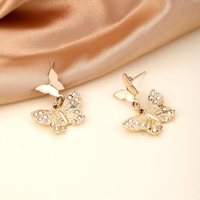 

Butterfly Charm Drop Earrings, Gold