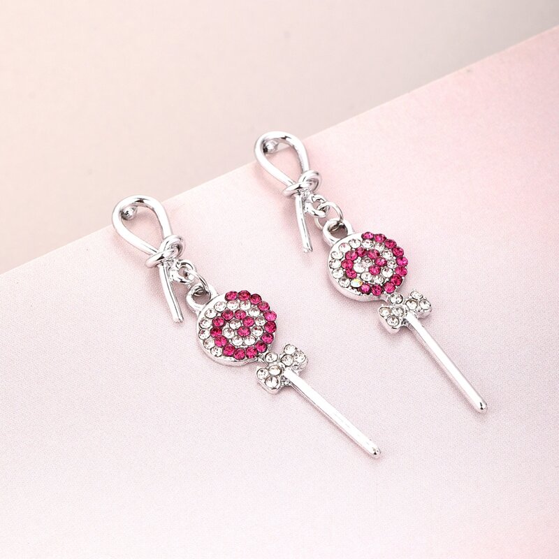 

Lollipop Charm Drop Earrings, Silver