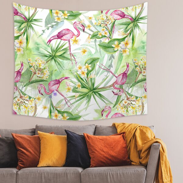

Flamingo Print Tapestry, Multicolor