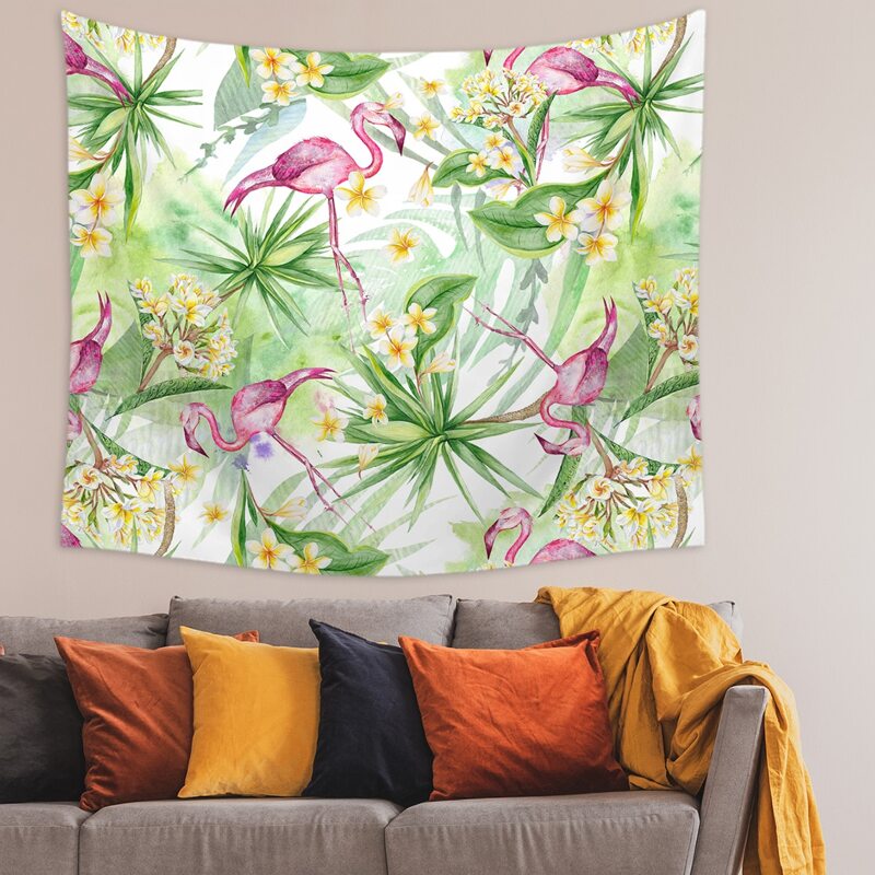

Flamingo Print Tapestry, Multicolor