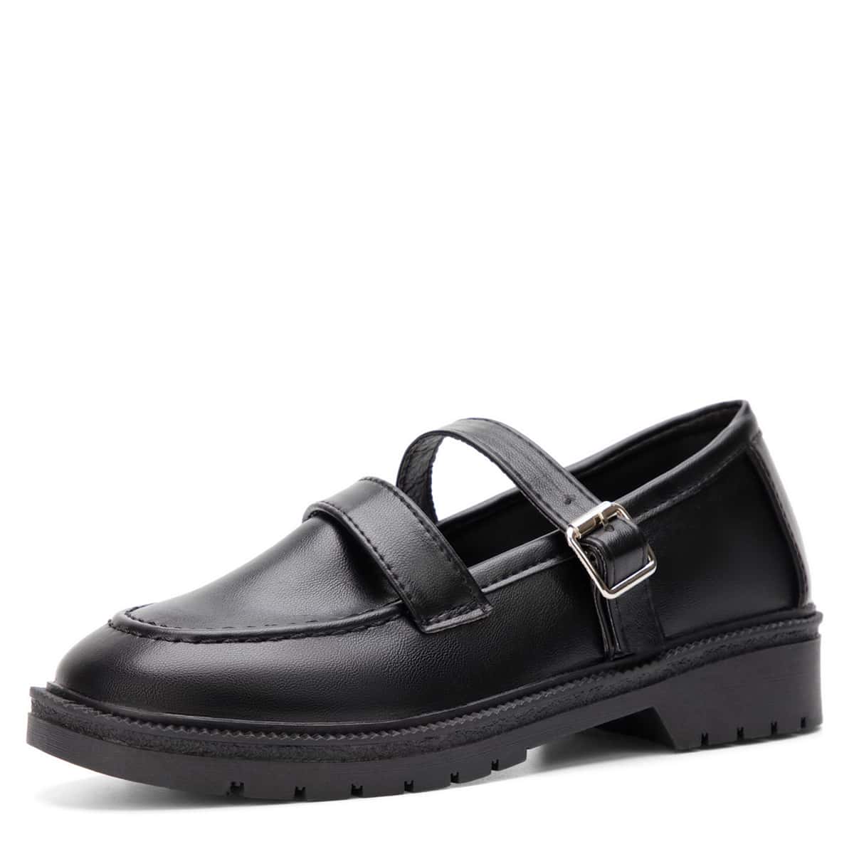 

Minimalist Buckle Decor Slip On Flats, Black