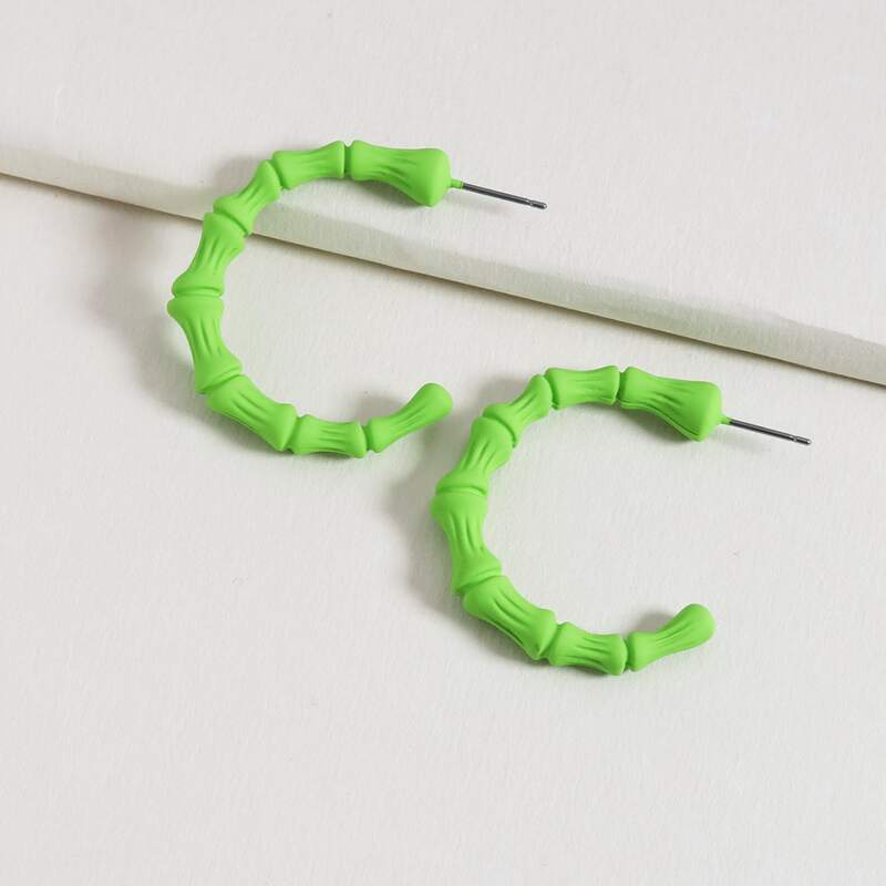

Bamboo Design Cuff Hoop Earrings, Green