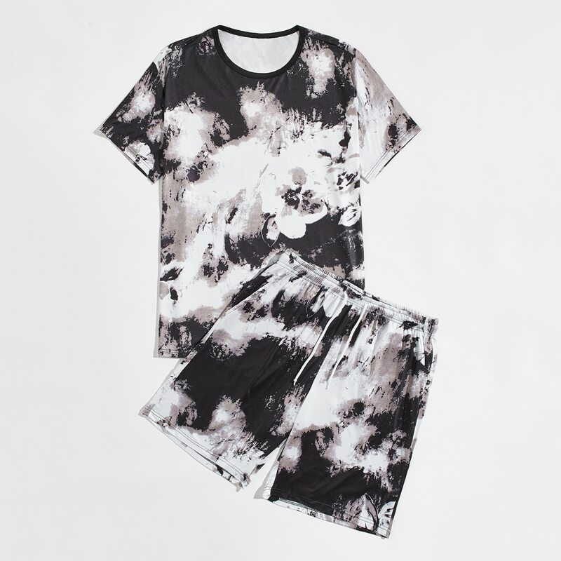

Guys Tie Dye Tee With Drawstring Shorts, Multicolor