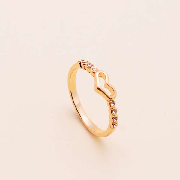

Hollow Out Heart Decor Ring, Gold