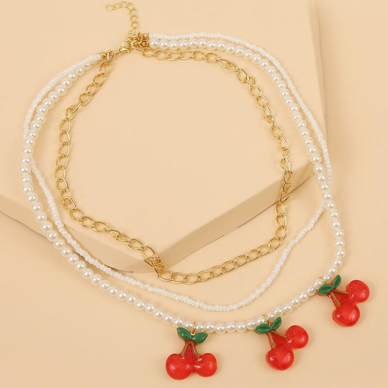 

Faux Pearl Beaded Layered Necklace, Multicolor