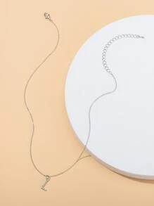 1件全水晶鑲嵌的字母吊墜項鍊 - 銀色 - 查看 5