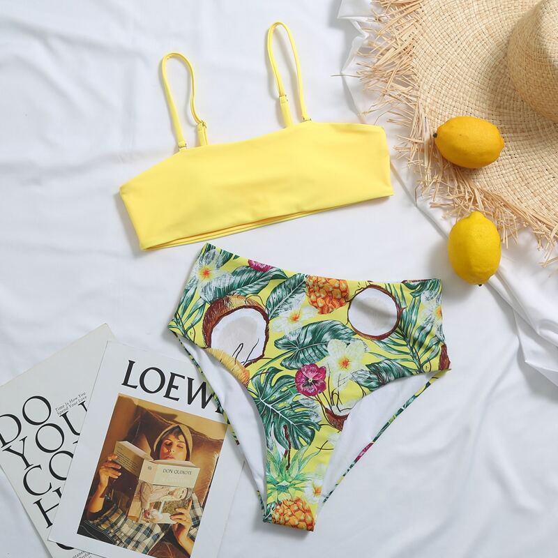 

Tropical & Fruit Print Bikini Swimsuit, Multicolor