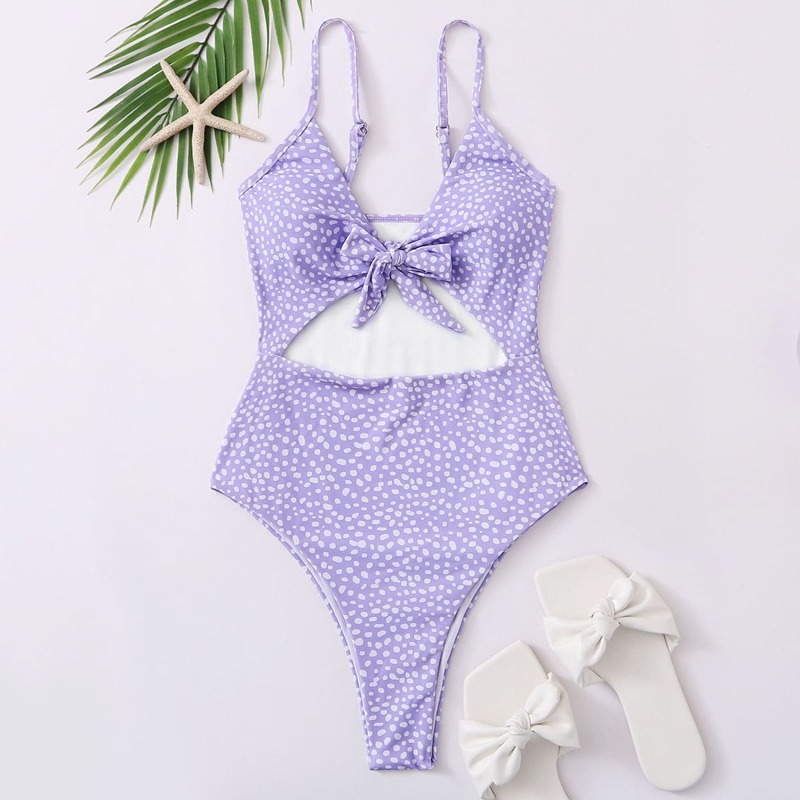 

Dalmatian Cut-out One Piece Swimsuit, Pastel lilac purple